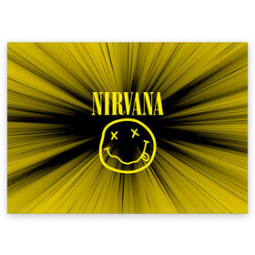 Поздравительная открытка с принтом Nirvana. в городе Новоалтайск, 100% бумага | плотность бумаги 280 г/м2, матовая, на обратной стороне линовка и место для марки
 | Тематика изображения на принте: 