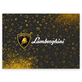Поздравительная открытка с принтом LAMBORGHINI / Ламборгини в городе Новоалтайск, 100% бумага | плотность бумаги 280 г/м2, матовая, на обратной стороне линовка и место для марки
 | auto | lambo | lamborghini | logo | moto | symbol | авто | автомобиль | гонки | знак | ламбо | ламборгини | ламборджини | лого | логотип | логотипы | марка | машина | мото | символ | символы
