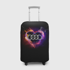 Чехол для чемодана 3D с принтом Audi в городе Новоалтайск, 86% полиэфир, 14% спандекс | двустороннее нанесение принта, прорези для ручек и колес | audi | audi в сердце | audi лого | audi марка | audi эмблема | love audi | ауди | ауди значок | ауди лого | ауди чб значок | ауди эмблема | горящее сердце | значок audi | лого автомобиля | логотип audi | логотип ауди