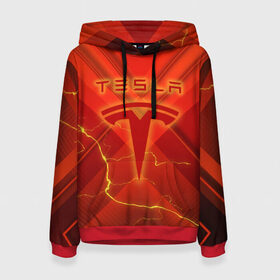 Женская толстовка 3D с принтом TESLA в городе Новоалтайск, 100% полиэстер  | двухслойный капюшон со шнурком для регулировки, мягкие манжеты на рукавах и по низу толстовки, спереди карман-кенгуру с мягким внутренним слоем. | elon | ilon | motors | musk | tesla | илон | маск | машина | моторс | тачка | тесла | электрокар