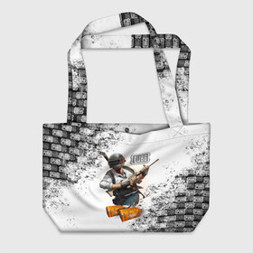 Пляжная сумка 3D с принтом PUBG в городе Новоалтайск, 100% полиэстер | застегивается на металлическую кнопку; внутренний карман застегивается на молнию. Стенки укреплены специальным мягким материалом, чтобы защитить содержимое от несильных ударов
 | battlegrounds | playerunknown s | pubg | вода | згип | игра | компьютерная игра | огонь | огонь и вода | пабг | пубг | шутер