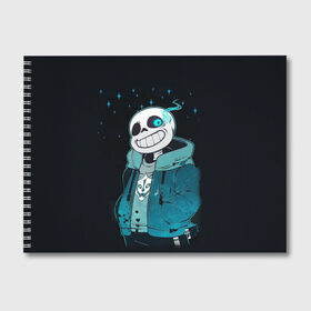 Альбом для рисования с принтом UNDERTALE SANS в городе Новоалтайск, 100% бумага
 | матовая бумага, плотность 200 мг. | Тематика изображения на принте: sans | undertale | андертале | андертейл | гтвукефду | игра | подземная история | подземная сказка | санс | ундертале
