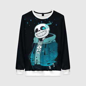 Женский свитшот 3D с принтом UNDERTALE SANS в городе Новоалтайск, 100% полиэстер с мягким внутренним слоем | круглый вырез горловины, мягкая резинка на манжетах и поясе, свободная посадка по фигуре | sans | undertale | андертале | андертейл | гтвукефду | игра | подземная история | подземная сказка | санс | ундертале