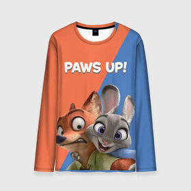 Мужской лонгслив 3D с принтом Paws Up! в городе Новоалтайск, 100% полиэстер | длинные рукава, круглый вырез горловины, полуприлегающий силуэт | judy hopps | nick wilde | vdosadir | zootopia | zotropolis | джуди хопс | зверополис | кролик | лис | ник уайлд