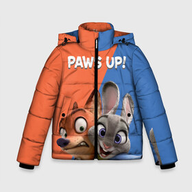 Зимняя куртка для мальчиков 3D с принтом Paws Up! в городе Новоалтайск, ткань верха — 100% полиэстер; подклад — 100% полиэстер, утеплитель — 100% полиэстер | длина ниже бедра, удлиненная спинка, воротник стойка и отстегивающийся капюшон. Есть боковые карманы с листочкой на кнопках, утяжки по низу изделия и внутренний карман на молнии. 

Предусмотрены светоотражающий принт на спинке, радужный светоотражающий элемент на пуллере молнии и на резинке для утяжки | judy hopps | nick wilde | vdosadir | zootopia | zotropolis | джуди хопс | зверополис | кролик | лис | ник уайлд
