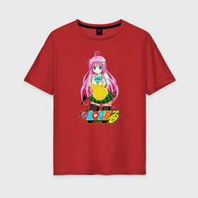 Женская футболка хлопок Oversize с принтом To Love-Ru Trouble в городе Новоалтайск, 100% хлопок | свободный крой, круглый ворот, спущенный рукав, длина до линии бедер
 | darkness | girl | kawaii | аниме девушка | золотая тьма | кавайный | лала девилюк | логотипы аниме | любовь и прочие неприятности | милашка | момо | немезида | немезис | няшный | харуна | юки рито | ями | японские