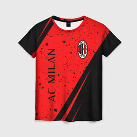 Женская футболка 3D с принтом AC MILAN / МИЛАН в городе Новоалтайск, 100% полиэфир ( синтетическое хлопкоподобное полотно) | прямой крой, круглый вырез горловины, длина до линии бедер | ac | ac milan | acm | football | logo | milan | sport | клуб | лого | логотип | логотипы | милан | символ | символы | спорт | форма | футбол | футбольная | футбольный