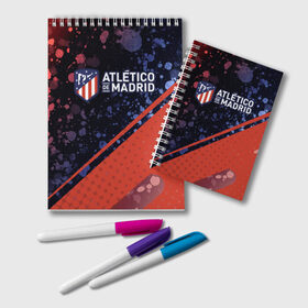 Блокнот с принтом ATLETICO MADRID / Атлетико в городе Новоалтайск, 100% бумага | 48 листов, плотность листов — 60 г/м2, плотность картонной обложки — 250 г/м2. Листы скреплены удобной пружинной спиралью. Цвет линий — светло-серый
 | Тематика изображения на принте: atletico | club | footbal | logo | madrid | атлетико | знак | клуб | логотип | логотипы | мадрид | символ | символы | форма | футбол | футбольная | футбольный