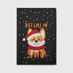 Обложка для автодокументов с принтом Just Call Me Santa в городе Новоалтайск, натуральная кожа |  размер 19,9*13 см; внутри 4 больших “конверта” для документов и один маленький отдел — туда идеально встанут права | Тематика изображения на принте: 2021 | christmas | happy new year | merry christmas | new year | santa | корги | новый год | праздник | рождество | санта
