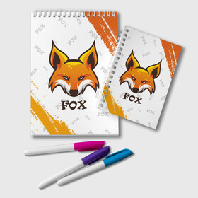 Блокнот с принтом FOX в городе Новоалтайск, 100% бумага | 48 листов, плотность листов — 60 г/м2, плотность картонной обложки — 250 г/м2. Листы скреплены удобной пружинной спиралью. Цвет линий — светло-серый
 | Тематика изображения на принте: animals | fox | foxes | foxy | ginger | животные | лис | лиса | лисенок | лисий | лисица | лисицы | лисичка | лисички | лисы | лисята | оранжевый