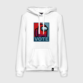 Женская толстовка хлопок с принтом VOTE AMONG US в городе Новоалтайск, френч-терри, мягкий теплый начес внутри (100% хлопок) | карман-кенгуру, эластичные манжеты и нижняя кромка, капюшон с подкладом и шнурком | among us | not me | there is 1 impostor | there is impostor among us | амонг ас | разноцветные космонавты