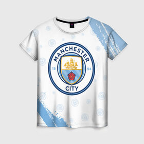 Женская футболка 3D с принтом MANCHESTER CITY Манчестер Сити в городе Новоалтайск, 100% полиэфир ( синтетическое хлопкоподобное полотно) | прямой крой, круглый вырез горловины, длина до линии бедер | 