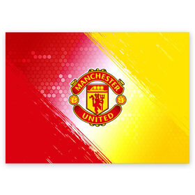 Поздравительная открытка с принтом MANCHESTER UNITED в городе Новоалтайск, 100% бумага | плотность бумаги 280 г/м2, матовая, на обратной стороне линовка и место для марки
 | Тематика изображения на принте: club | footbal | logo | manchester | united | знак | клуб | лого | логотип | логотипы | манчестер | символ | символы | форма | футбол | футбольная | футбольный | юнайтед