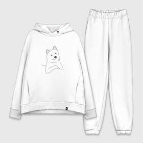 Женский костюм хлопок Oversize с принтом Сool dog в городе Новоалтайск,  |  | dog | mem | крутая собака | мем | облокотившаяся собака | пес | прикол | прикольная собака | хаски | юмор