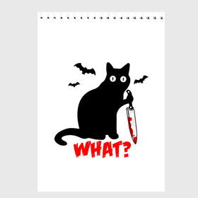 Скетчбук с принтом What Cat (Halloween) в городе Новоалтайск, 100% бумага
 | 48 листов, плотность листов — 100 г/м2, плотность картонной обложки — 250 г/м2. Листы скреплены сверху удобной пружинной спиралью | 