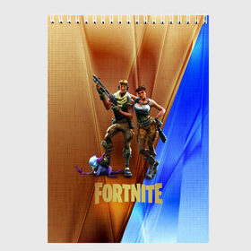 Скетчбук с принтом FORTNITE ФОРТНАЙТ GOLD (S) в городе Новоалтайск, 100% бумага
 | 48 листов, плотность листов — 100 г/м2, плотность картонной обложки — 250 г/м2. Листы скреплены сверху удобной пружинной спиралью | Тематика изображения на принте: 2019 | battle royale | chapter 2 | epic games | fortnite | game | season x | zombie | зомби | фортнайт