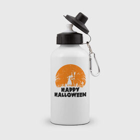 Бутылка спортивная с принтом Happy Halloween в городе Новоалтайск, металл | емкость — 500 мл, в комплекте две пластиковые крышки и карабин для крепления | 31 октября | halloween | halowen | ведьма | день всех святых | джек | костюм | кровь | лого | монстр | надпись | праздник | приведение | призрак | светильник | символ | страшная | тыква | ужасы | хеллоуин | хеллуин