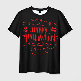 Мужская футболка 3D с принтом Halloween в городе Новоалтайск, 100% полиэфир | прямой крой, круглый вырез горловины, длина до линии бедер | Тематика изображения на принте: halloween | jack | lantern | pumpkin | светильник джека | хэллоуин