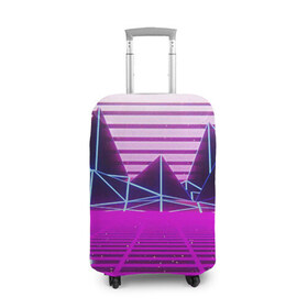 Чехол для чемодана 3D с принтом Synthwave в городе Новоалтайск, 86% полиэфир, 14% спандекс | двустороннее нанесение принта, прорези для ручек и колес | synthwave | горы | горы синтвэйва | неоновые горы | синтвэйв