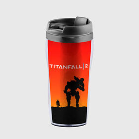 Термокружка-непроливайка с принтом TITANFALL 2 в городе Новоалтайск, внутренняя часть — пищевой пластик, наружная часть — прозрачный пластик, между ними — полиграфическая вставка с рисунком | объем — 350 мл, герметичная крышка | apex legends | game | titanfall | titanfall 2 | апекс легендс. | стрелялки | титанфалл