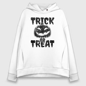 Женское худи Oversize хлопок с принтом Trick or treat в городе Новоалтайск, френч-терри — 70% хлопок, 30% полиэстер. Мягкий теплый начес внутри —100% хлопок | боковые карманы, эластичные манжеты и нижняя кромка, капюшон на магнитной кнопке | 31 октября | halloween | halowen | ведьма | день всех святых | джек | костюм | кровь | лого | монстр | надпись | праздник | приведение | призрак | светильник | символ | страшная | тыква | ужасы | хеллоуин | хеллуин