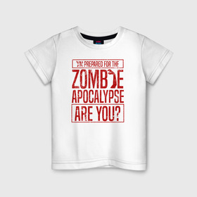 Детская футболка хлопок с принтом Zombie APOCALYPSE в городе Новоалтайск, 100% хлопок | круглый вырез горловины, полуприлегающий силуэт, длина до линии бедер | 31 октября | halloween | halowen | ведьма | день всех святых | джек | костюм | кровь | лого | монстр | надпись | праздник | приведение | призрак | светильник | символ | страшная | тыква | ужасы | хеллоуин | хеллуин