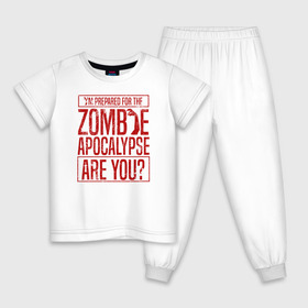 Детская пижама хлопок с принтом Zombie APOCALYPSE в городе Новоалтайск, 100% хлопок |  брюки и футболка прямого кроя, без карманов, на брюках мягкая резинка на поясе и по низу штанин
 | 31 октября | halloween | halowen | ведьма | день всех святых | джек | костюм | кровь | лого | монстр | надпись | праздник | приведение | призрак | светильник | символ | страшная | тыква | ужасы | хеллоуин | хеллуин