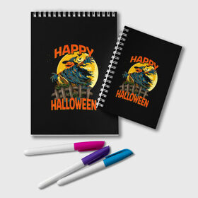 Блокнот с принтом Halloween в городе Новоалтайск, 100% бумага | 48 листов, плотность листов — 60 г/м2, плотность картонной обложки — 250 г/м2. Листы скреплены удобной пружинной спиралью. Цвет линий — светло-серый
 | Тематика изображения на принте: 31 октября | halloween | halowen | ведьма | день всех святых | джек | костюм | кровь | лого | монстр | надпись | праздник | приведение | призрак | светильник | символ | страшная | тыква | ужасы | хеллоуин | хеллуин