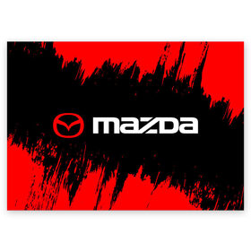 Поздравительная открытка с принтом MAZDA / Мазда в городе Новоалтайск, 100% бумага | плотность бумаги 280 г/м2, матовая, на обратной стороне линовка и место для марки
 | Тематика изображения на принте: auto | logo | mazda | moto | symbol | авто | автомобиль | гонки | знак | лого | логотип | логотипы | мазда | марка | машина | мото | символ | символы