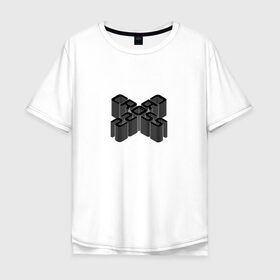 Мужская футболка хлопок Oversize с принтом Cross / Перекрестие в городе Новоалтайск, 100% хлопок | свободный крой, круглый ворот, “спинка” длиннее передней части | 3d | 3д | black | cross | геометрия | крест | крестик | объём | прикольная надпись | фигура | чёрный