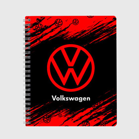Тетрадь с принтом VOLKSWAGEN Фольксваген в городе Новоалтайск, 100% бумага | 48 листов, плотность листов — 60 г/м2, плотность картонной обложки — 250 г/м2. Листы скреплены сбоку удобной пружинной спиралью. Уголки страниц и обложки скругленные. Цвет линий — светло-серый
 | Тематика изображения на принте: auto | logo | moto | symbol | volkswagen | авто | автомобиль | гонки | знак | лого | логотип | логотипы | марка | машина | мото | символ | символы | фольксваген
