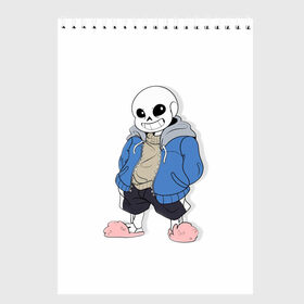 Скетчбук с принтом UNDERTALE в городе Новоалтайск, 100% бумага
 | 48 листов, плотность листов — 100 г/м2, плотность картонной обложки — 250 г/м2. Листы скреплены сверху удобной пружинной спиралью | Тематика изображения на принте: sans | undertale | андертале | андертейл | игра | подземная история | подземная сказка | санс | ундертале