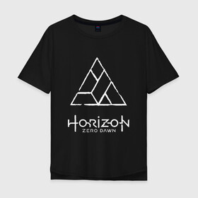 Мужская футболка хлопок Oversize с принтом HORIZON ZERO DAWN в городе Новоалтайск, 100% хлопок | свободный крой, круглый ворот, “спинка” длиннее передней части | game | horizon zero 2 | horizon zero dawn | древний арсенал | игра. | хоризон | хоризон 2 | хоризон зеро давн