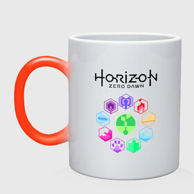 Кружка хамелеон с принтом HORIZON ZERO DAWN в городе Новоалтайск, керамика | меняет цвет при нагревании, емкость 330 мл | game | horizon zero 2 | horizon zero dawn | древний арсенал | игра. | хоризон | хоризон 2 | хоризон зеро давн