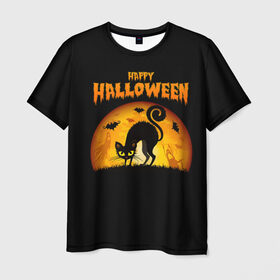 Мужская футболка 3D с принтом Helloween в городе Новоалтайск, 100% полиэфир | прямой крой, круглый вырез горловины, длина до линии бедер | halloween | ведьма | летучая мышь | полнолуние | привидение | призрак | тыква | хеллоуин | хелуин | хэллоин | хэллоуин | хэлоуин | хэлуин | черный кот