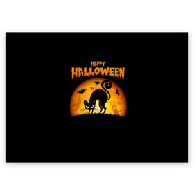 Поздравительная открытка с принтом Helloween в городе Новоалтайск, 100% бумага | плотность бумаги 280 г/м2, матовая, на обратной стороне линовка и место для марки
 | halloween | ведьма | летучая мышь | полнолуние | привидение | призрак | тыква | хеллоуин | хелуин | хэллоин | хэллоуин | хэлоуин | хэлуин | черный кот