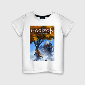 Детская футболка хлопок с принтом HORIZON ZERO DAWN в городе Новоалтайск, 100% хлопок | круглый вырез горловины, полуприлегающий силуэт, длина до линии бедер | game | horizon zero 2 | horizon zero dawn | древний арсенал | игра. | хоризон | хоризон 2 | хоризон зеро давн