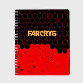 Тетрадь с принтом FAR CRY 6 ФАР КРАЙ 6 в городе Новоалтайск, 100% бумага | 48 листов, плотность листов — 60 г/м2, плотность картонной обложки — 250 г/м2. Листы скреплены сбоку удобной пружинной спиралью. Уголки страниц и обложки скругленные. Цвет линий — светло-серый
 | cry | dawn | far | far cry 6 | farcry | farcry 6 | farcry6 | game | games | logo | new | primal | six | антон | дэни | игра | игры | кастильо | край | лого | логотип | рохас | символ | символы | фар | фар край 6 | фаркрай | фаркрай 6 | фаркрай6