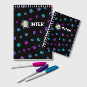 Блокнот с принтом INTER / Интер в городе Новоалтайск, 100% бумага | 48 листов, плотность листов — 60 г/м2, плотность картонной обложки — 250 г/м2. Листы скреплены удобной пружинной спиралью. Цвет линий — светло-серый
 | Тематика изображения на принте: 