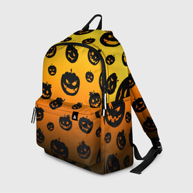 Рюкзак 3D с принтом Halloween - Тыквы в городе Новоалтайск, 100% полиэстер | лямки с регулируемой длиной, сверху петелька, чтобы рюкзак можно было повесить на вешалку. Основное отделение закрывается на молнию, как и внешний карман. Внутри два дополнительных кармана, один из которых закрывается на молнию. По бокам два дополнительных кармашка | Тематика изображения на принте: halloween | jack lantern | trick or treat | день всех святых | день мертвых | конфеты или жизнь | лицо тыквы | праздник | рожи | светильник джека | страшно | тыква | тыква с лицом | тыквенный | тыквы | ужасы