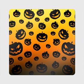 Магнит виниловый Квадрат с принтом Halloween - Тыквы в городе Новоалтайск, полимерный материал с магнитным слоем | размер 9*9 см, закругленные углы | Тематика изображения на принте: halloween | jack lantern | trick or treat | день всех святых | день мертвых | конфеты или жизнь | лицо тыквы | праздник | рожи | светильник джека | страшно | тыква | тыква с лицом | тыквенный | тыквы | ужасы