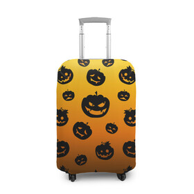 Чехол для чемодана 3D с принтом Halloween - Тыквы в городе Новоалтайск, 86% полиэфир, 14% спандекс | двустороннее нанесение принта, прорези для ручек и колес | halloween | jack lantern | trick or treat | день всех святых | день мертвых | конфеты или жизнь | лицо тыквы | праздник | рожи | светильник джека | страшно | тыква | тыква с лицом | тыквенный | тыквы | ужасы