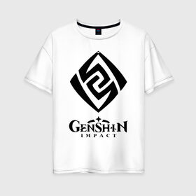 Женская футболка хлопок Oversize с принтом GENSHIN IMPACT в городе Новоалтайск, 100% хлопок | свободный крой, круглый ворот, спущенный рукав, длина до линии бедер
 | game | genshin impact | genshin impact 2020 | аниме. | геншин импакт | геншин импакт карта | игра