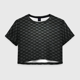 Женская футболка Crop-top 3D с принтом МЕТАЛЛИЧЕСКАЯ СЕТКА в городе Новоалтайск, 100% полиэстер | круглая горловина, длина футболки до линии талии, рукава с отворотами | iron | броня | железо | кольчуга | металл | сетка | текстуры