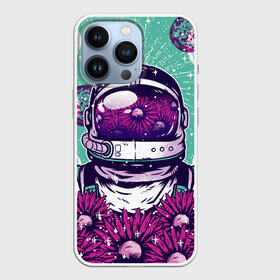 Чехол для iPhone 13 Pro с принтом Цветочный Астронавт в городе Новоалтайск,  |  | astronaut | cosmonaut | daisy | floral | flowers | galaxy | helmet | peace | planet | planets | retro | space | spacesuit | suit | винтаж | галактика | космонавт | космос | мир | планета | планеты | ретро | ромашки | скафандр | цветок | цвет