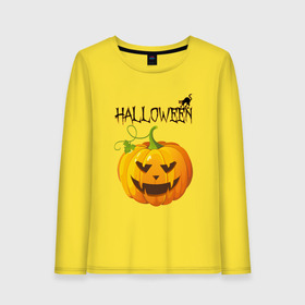 Женский лонгслив хлопок с принтом Pumpkin party 2 в городе Новоалтайск, 100% хлопок |  | horror | страшный | ужасы | хеллоуин