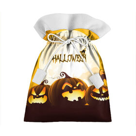 Подарочный 3D мешок с принтом HALLOWEEN. в городе Новоалтайск, 100% полиэстер | Размер: 29*39 см | bones | ghost | halloween | pumpkin | skull | кости | летучие мыши | приведение | призрак | скелет | тыква | хеллоуин | хоррор | хэллоуин