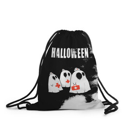 Рюкзак-мешок 3D с принтом Halloween медицина в городе Новоалтайск, 100% полиэстер | плотность ткани — 200 г/м2, размер — 35 х 45 см; лямки — толстые шнурки, застежка на шнуровке, без карманов и подкладки | 31 октября | halloween | halowen | ведьма | день всех святых | джек | костюм | кровь | лого | монстр | надпись | праздник | приведение | призрак | светильник | символ | страшная | тыква | ужасы | хеллоуин | хеллуин
