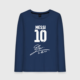 Женский лонгслив хлопок с принтом АВТОГРАФ MESSI в городе Новоалтайск, 100% хлопок |  | barselona fc | fifa | lionel messi. | барса | барселона | лионель месси | фифа | фк барселона | футбол
