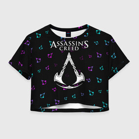 Женская футболка Crop-top 3D с принтом ASSASSIN’S CREED VALHALLA в городе Новоалтайск, 100% полиэстер | круглая горловина, длина футболки до линии талии, рукава с отворотами | creed | game | games | logo | valhalla | ассасин | ассасинс | ассассин | ассассинс | вальгалла | игра | игры | крид | лого | логотип | логотипы | символ | символы